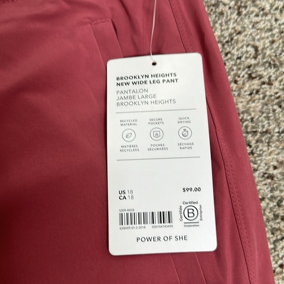 Athleta dusty pink Brooklyn hiights New wide leg pant size 18 new Jamba large - Picture 5 of 8